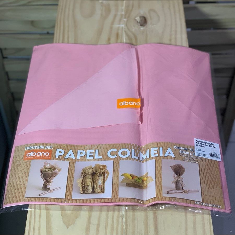 PAPEL COLMEIA DUPLA FACE KRAFT 49CMX49CM 20FLS ROSA PETALA/BALLE 37125
