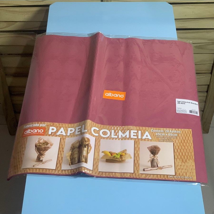 PAPEL COLMEIA KRAFT 49CMX49CM 20FLS MERLOT 35715