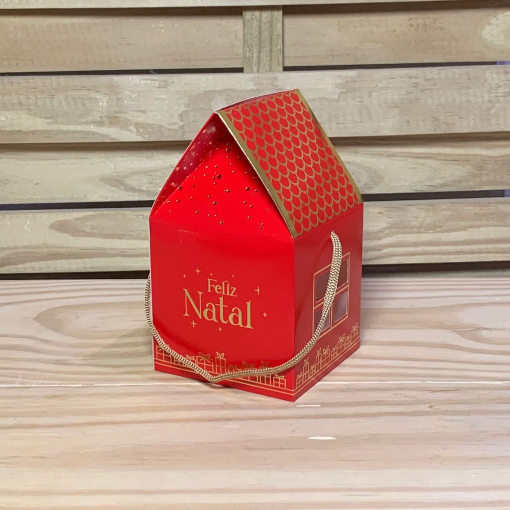 CAIXA MINI PANETONE CASINHA NATAL LUZ C10XL10XA17CM 142872 C5675
