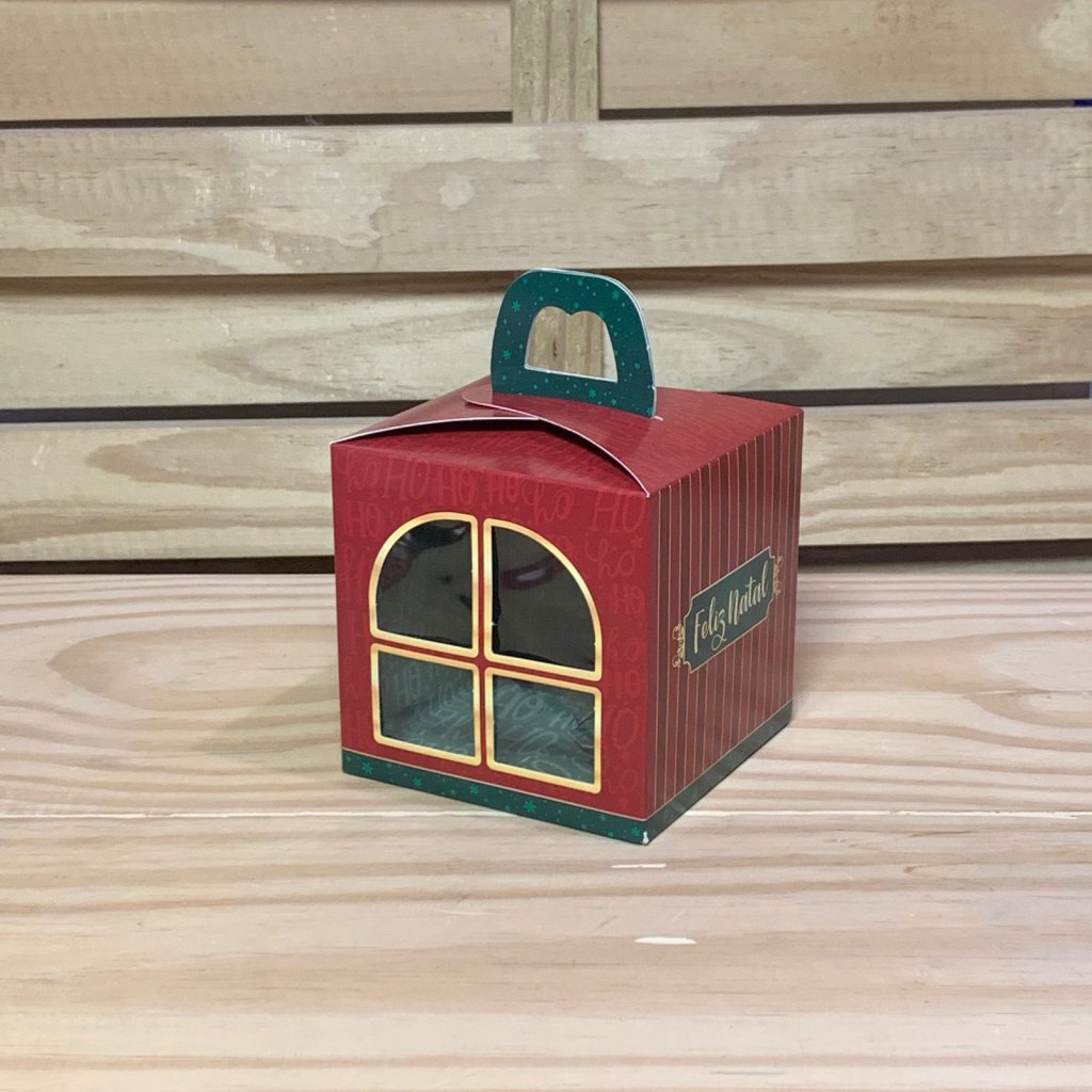 CAIXA MINI PANETONE JANELA C/ALCA NOEL C10XL10XA12CM 143565 C5744
