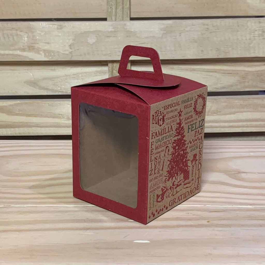 CAIXA MINI PANETONE SOFT C/VISOR E ALCA NATAL ESSENCIA C10XL10XA12CM 142551 C5643
