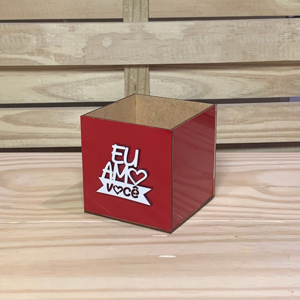CACHEPOT 10X10X10CM VERM C/FRASE BCO 644526