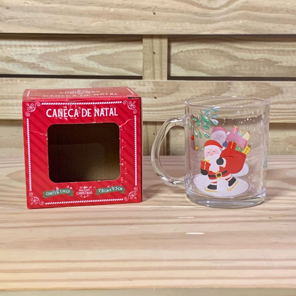CNX0003 CANECA DECORADA DE NATAL DE VIDRO 330ML 7,8X9,3CM 994847