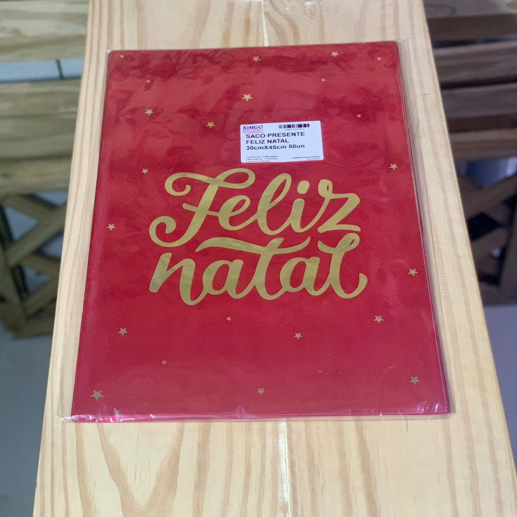 SACO PRESENTE FELIZ NATAL 30CMX45CM 50UN 287675