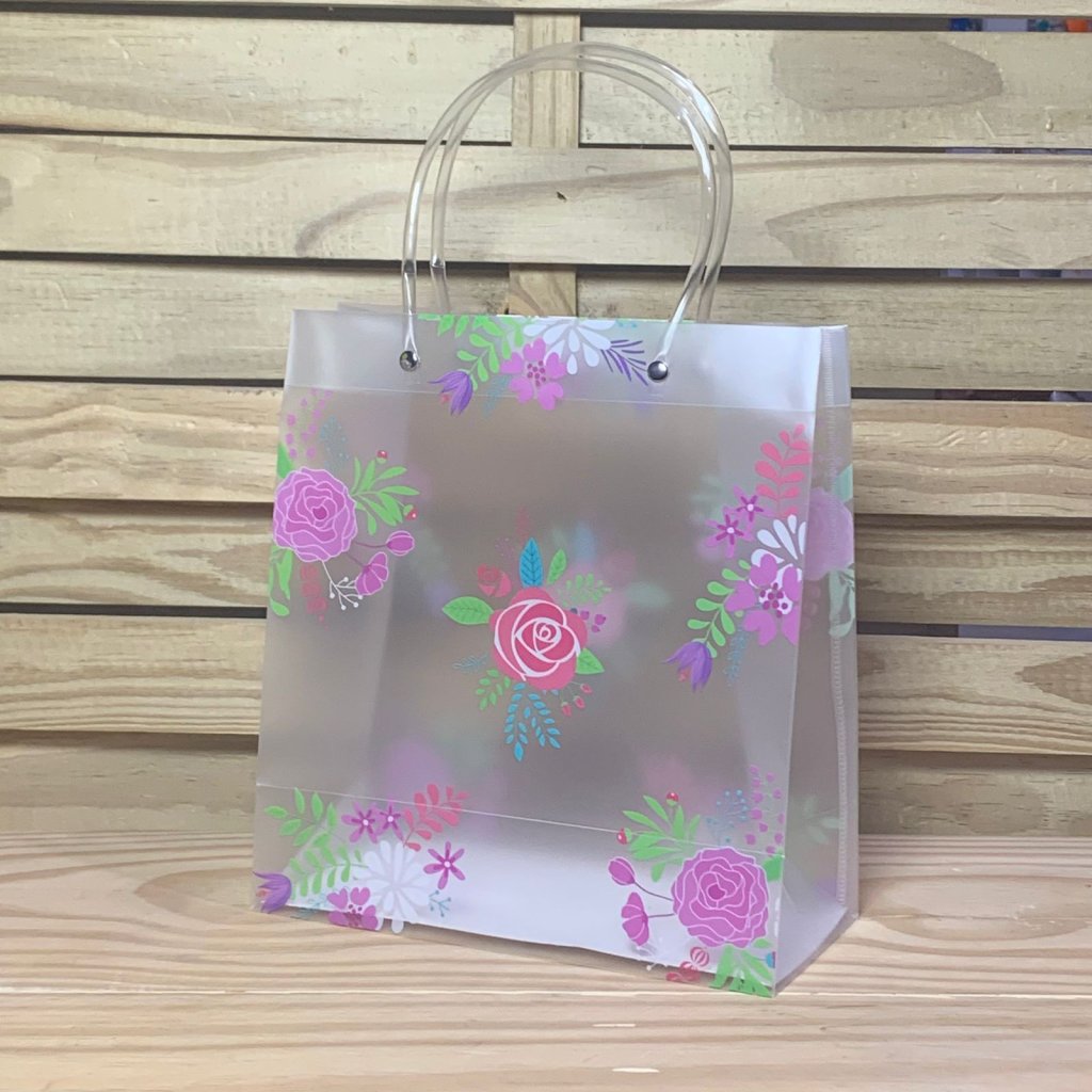 SACOLA TRANSPARENTE FLORAL M 22X24X10CM 913623 FJ91481