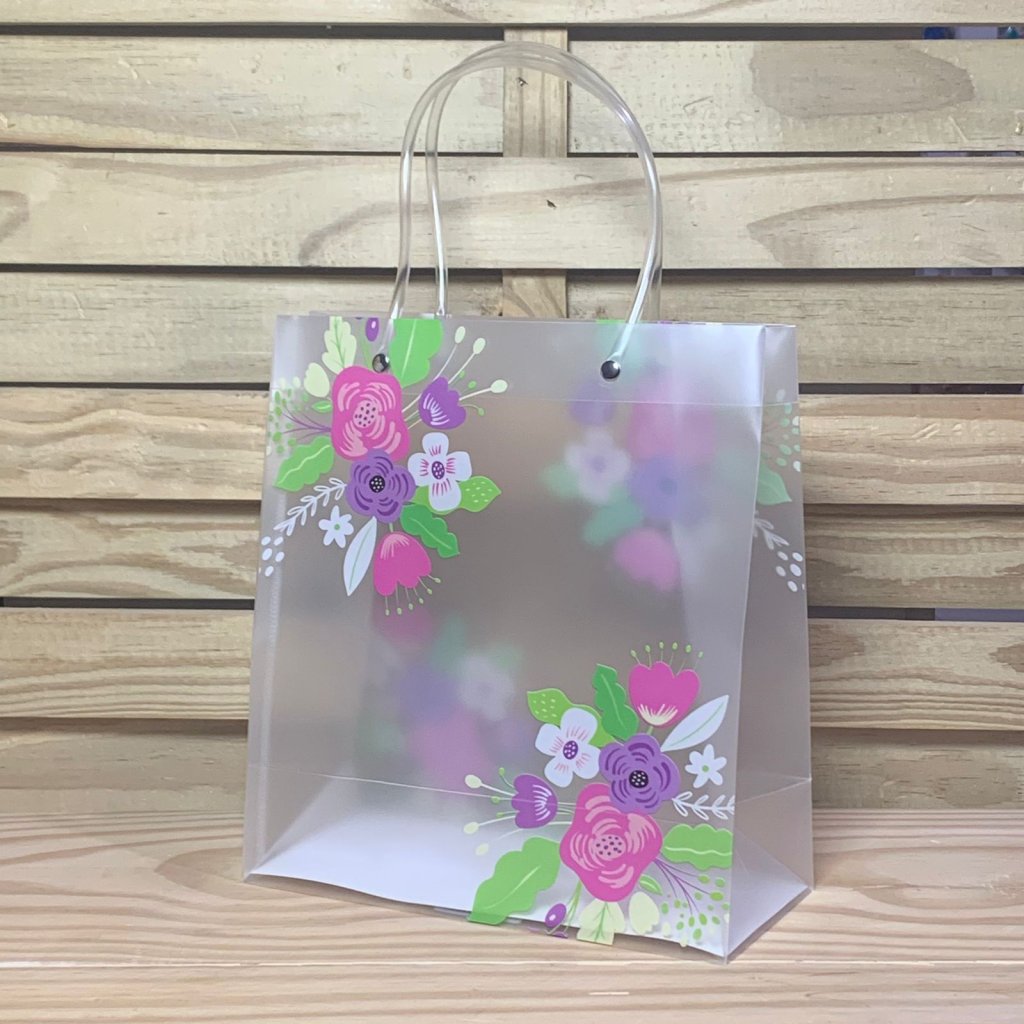 SACOLA TRANSPARENTE FLORAL M 22X24X10CM 913623 FJ91481