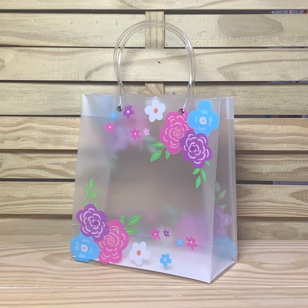 SACOLA TRANSPARENTE FLORAL M 22X24X10CM 913623 FJ91481