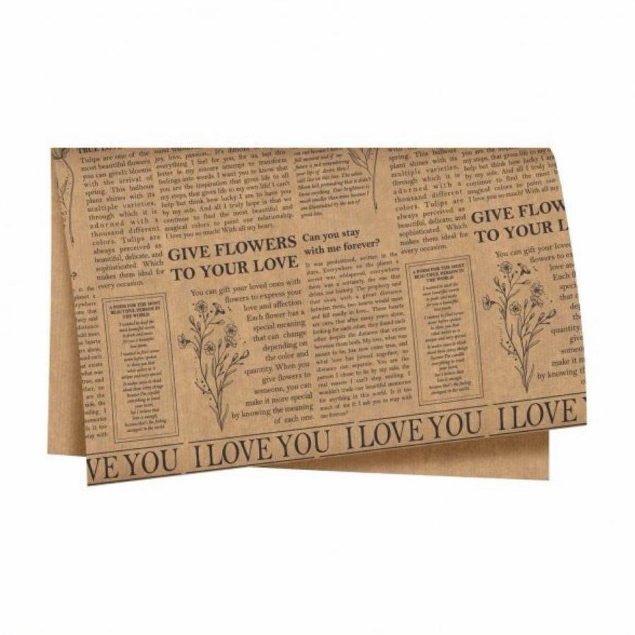 PAPEL KRAFT LOVE JOURNAL 68CMX79CM 25FLS NATURAL/PRETO 36176