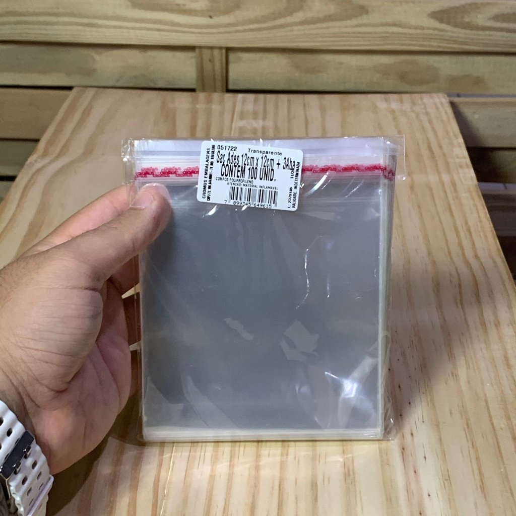 SACO ADESIVADO TRANSP 12X12+3 ABA PT C/100UN 051722 649615