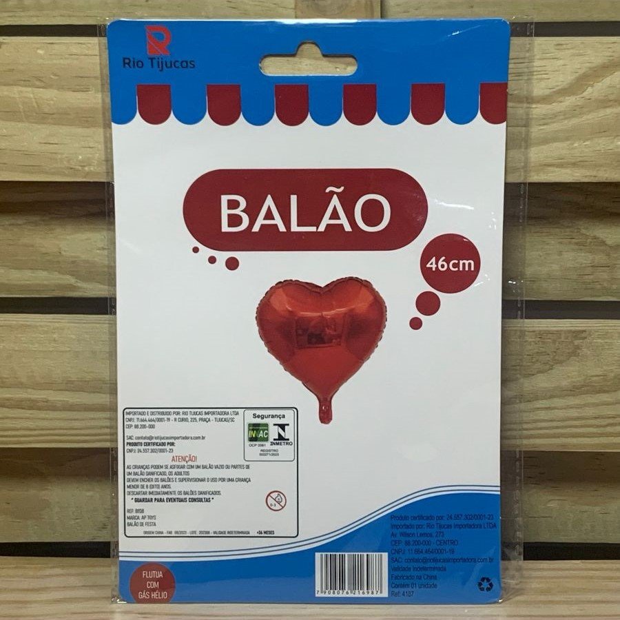 BALAO METALIZADO CORACAO 46CM - VERMELHO 216987