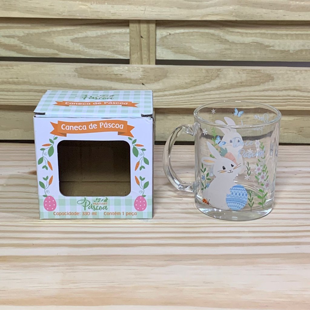CPE0003 CANECA DECORADA DE PASCOA DE VIDRO SODO-CALCICO 330ML 991280