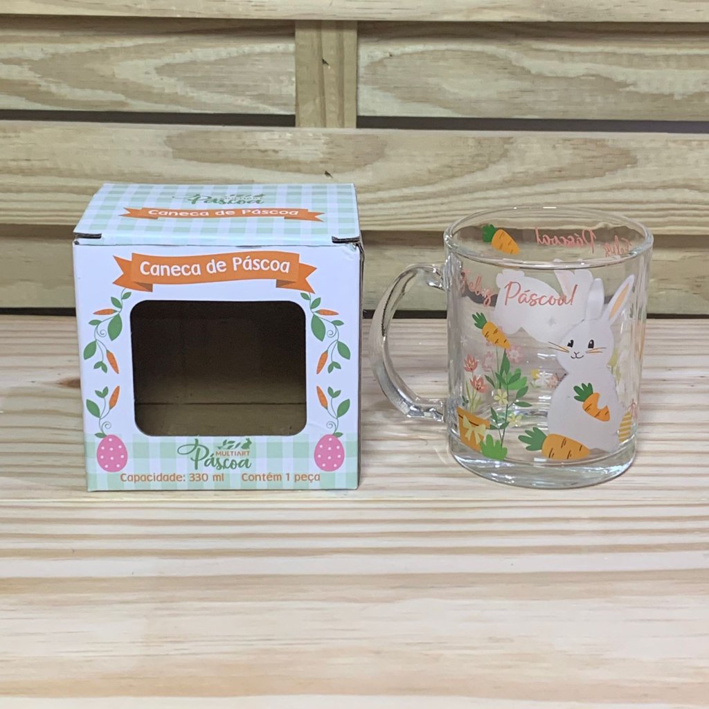 CPE0003 CANECA DECORADA DE PASCOA DE VIDRO SODO-CALCICO 330ML 991280