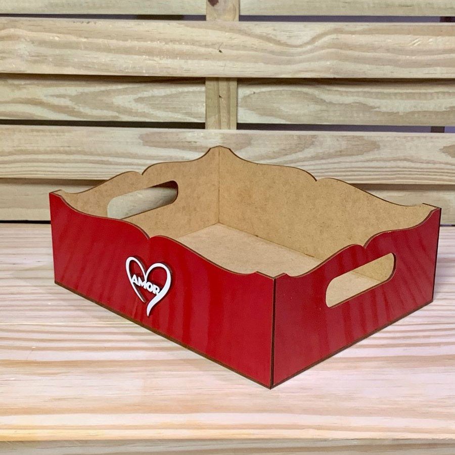 BANDEJA PROVENCAL 25X20X7CM C/FRASE MDF VERM 619609