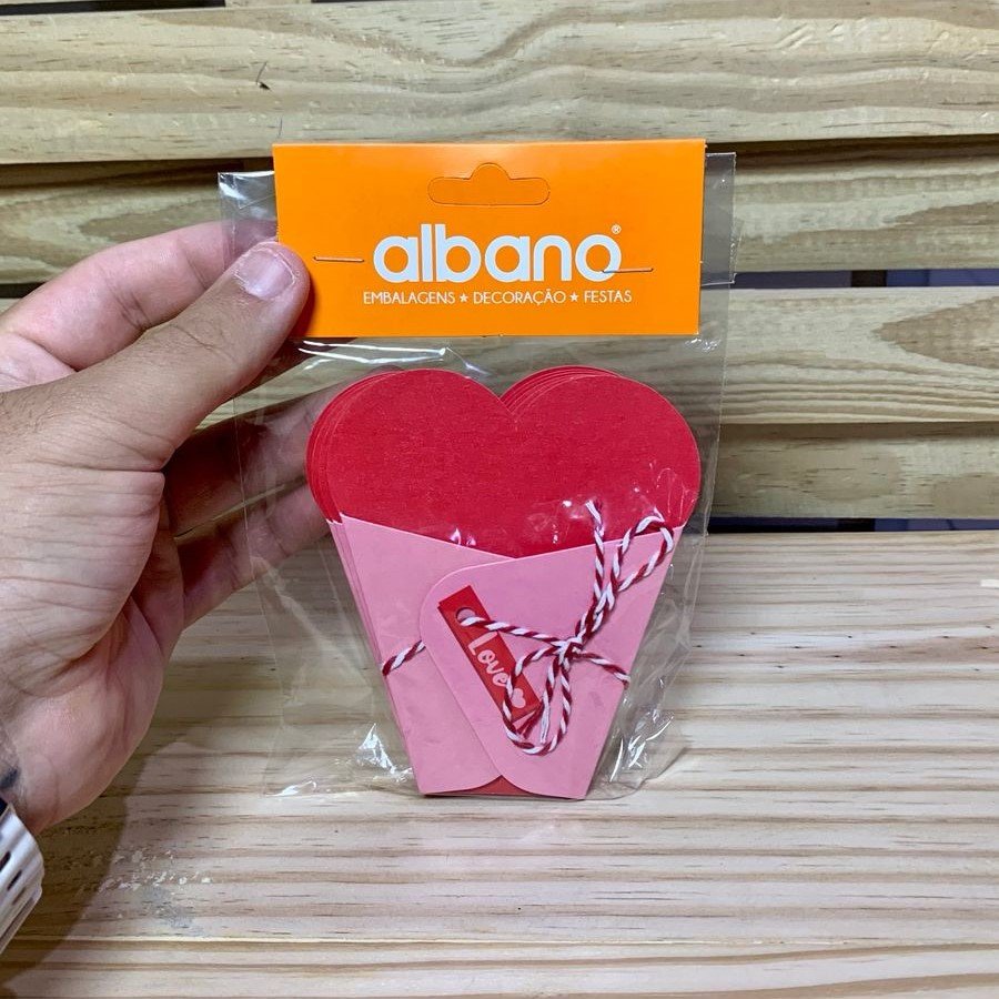 CARTAO ABRACO LOVE 9,5CMX11,5CM 06PCS ROSA/VERMELHO 38041
