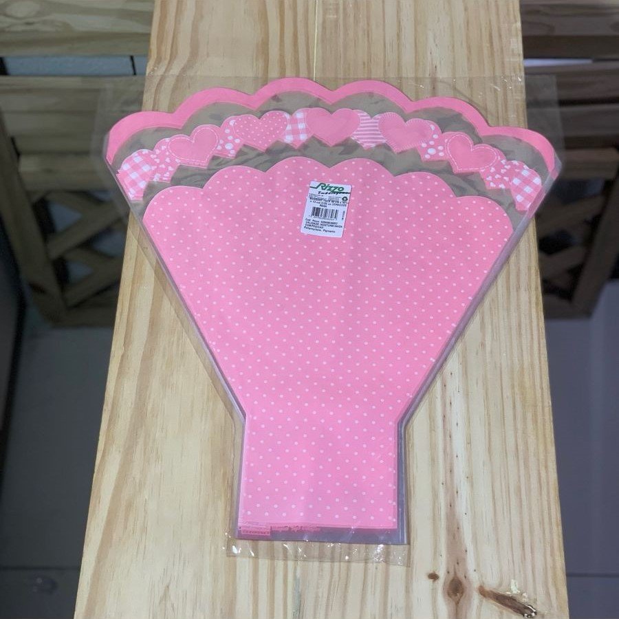 BOUQUET TACA 48CMX43CMX13CM C/25UN CORACOES ROSA 038264