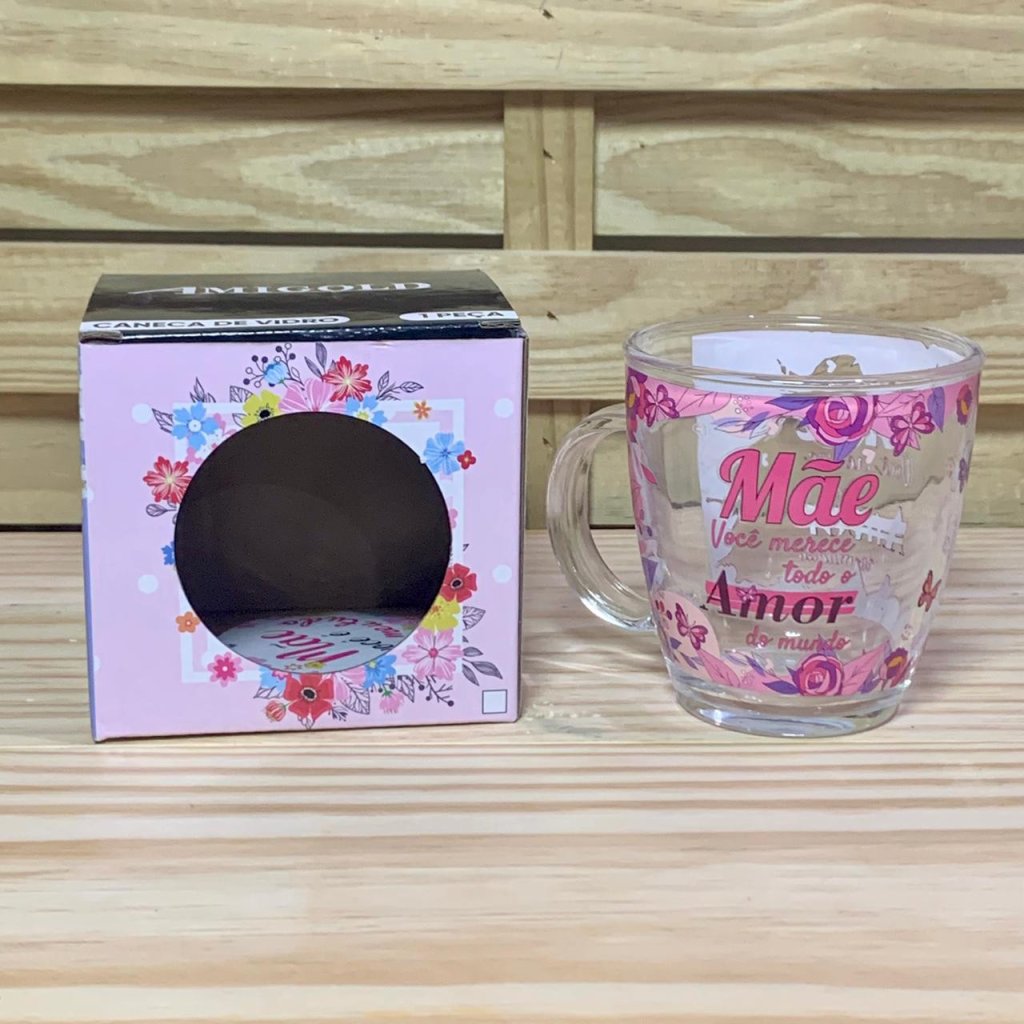 CANECA DE VIDRO DE 370ML MAE 274086