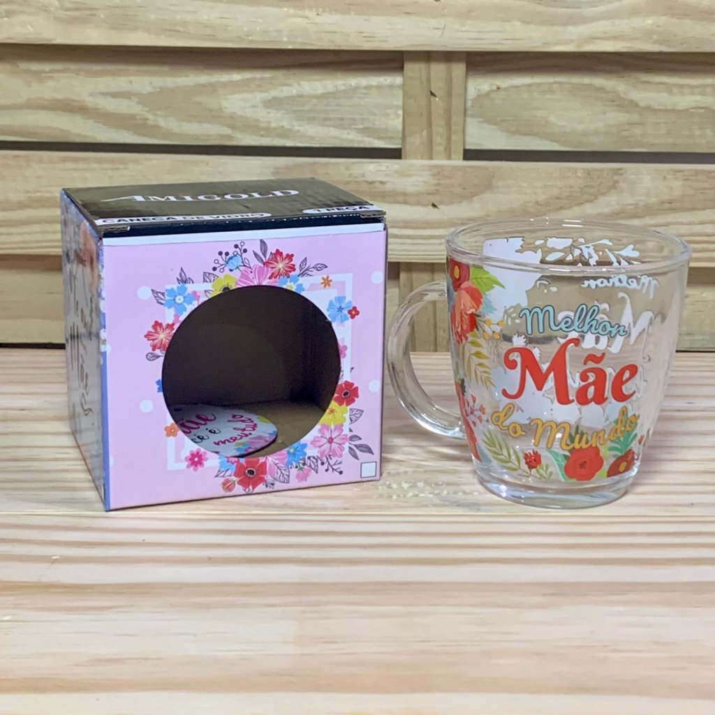 CANECA DE VIDRO DE 370ML MAE 274086