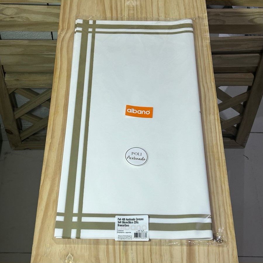 POLI 400 ACETINADO COREANO SOFT 58CMX58CM 20FLS BRANCO/OURO 36387