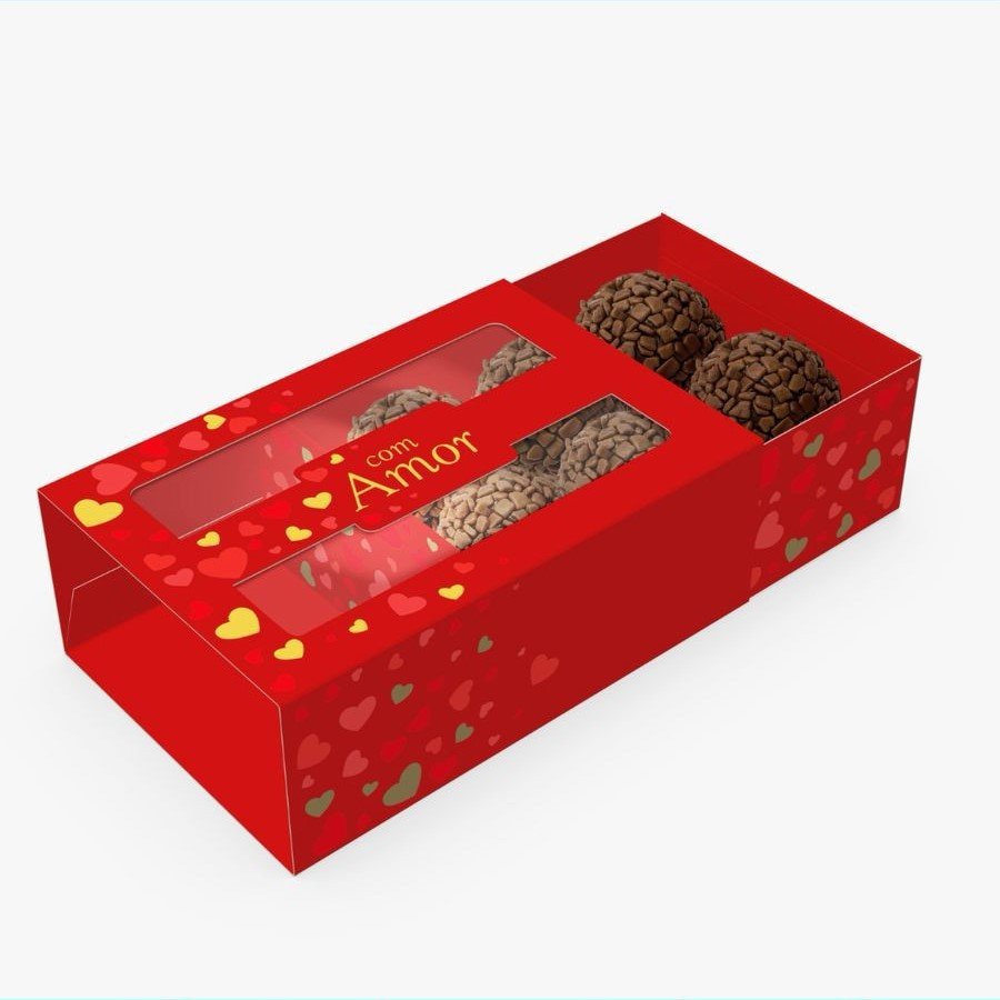 CAIXA 6 DOCES GAVETA C/VISOR AMOR CLASSICO C/10 12X8X4CM 146252 146259