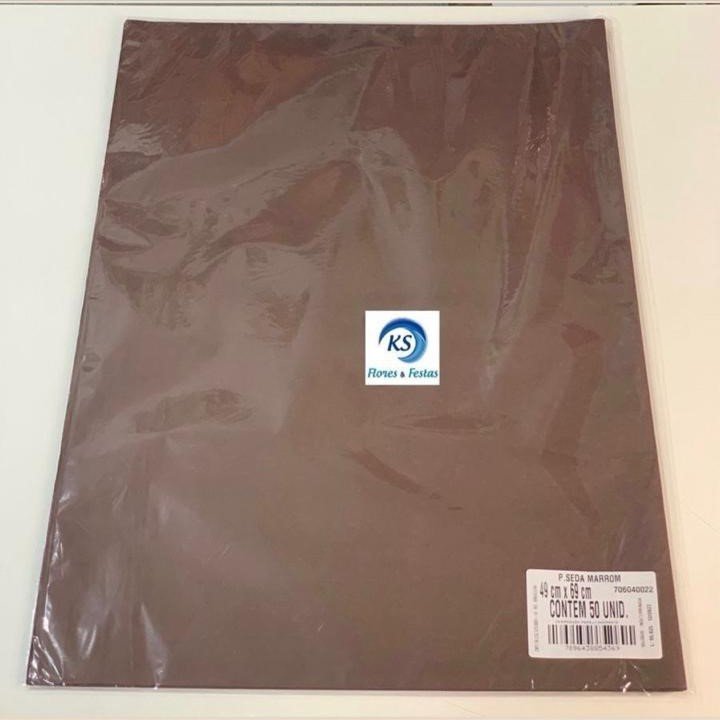 PAPEL SEDA LISO MARROM 49X69CM C/50UNID 854369 706040022