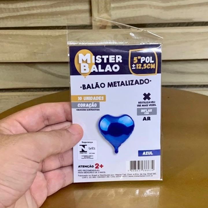 WM BALOES CORACAO 5POL 12,5CM AZUL ESCURO C/10 