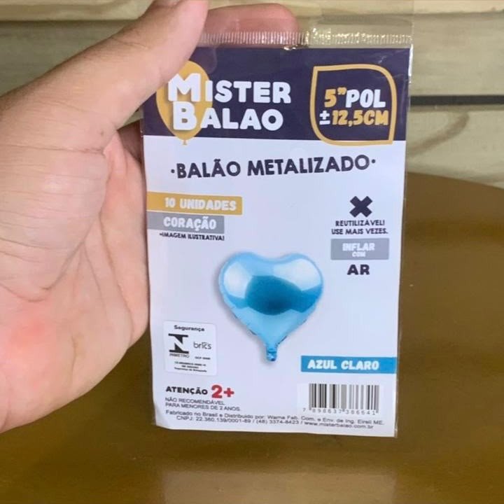 WM BALOES CORACAO 5POL 12,5CM AZUL CLARO C/10 