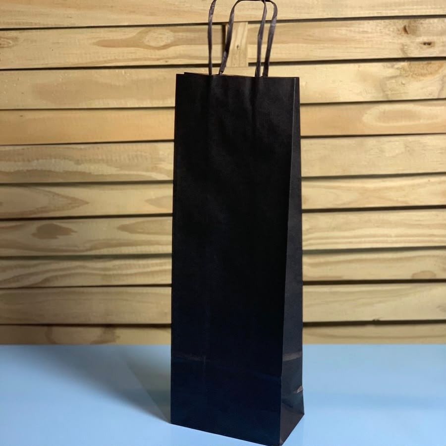 SACOLA KRAFT PRETO PARA GARRAFA/PRESENTE 