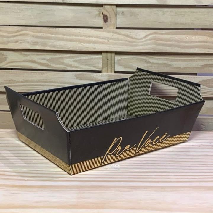 BANDEJA VINTAGE P/VOCE PRETO/OURO 