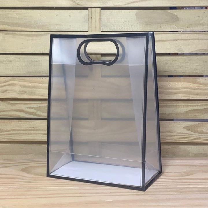 SACOLA TRANSPARENTE BORDA COLOR M 22X30X11CM 912992 FJ91369