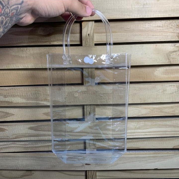 ENFEITE PLASTICO SACOLINHA CRISTAL 17X7X23CM 568839
