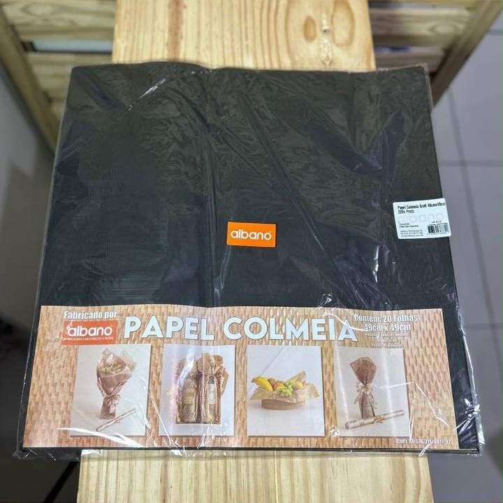 PAPEL COLMEIA KRAFT 49CMX49CM 20FLS PRETO 38884
