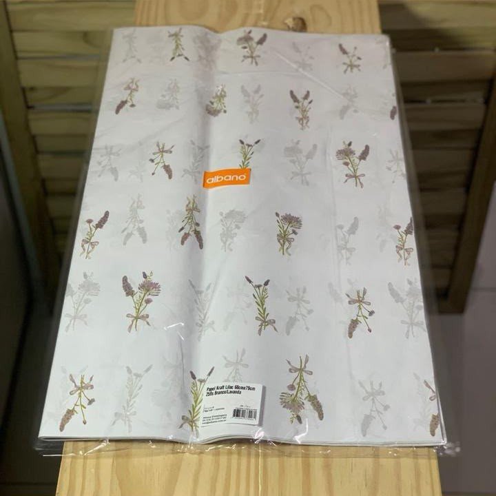 PAPEL KRAFT LILAC 68CMX79CM 25FLS BRANCO/LAVANDA 37226