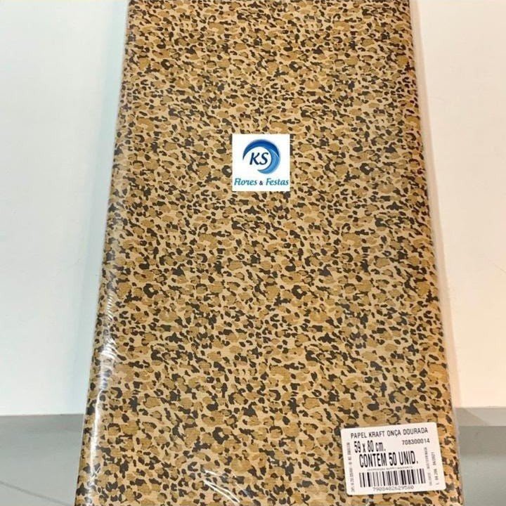 KRAFT ESTAMPADO ONCA DOURADA 59X80 C/50 UNID 629580