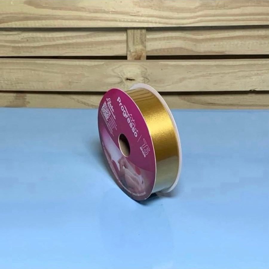 FITA CETIM SIMPLES CF007 30 MM COR 1353 DOURADO ROL 50 METROS 904556