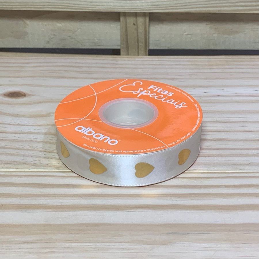 FITA CETIM CORACOES C/ HOT STAMPING 25MMX30M BARBANTE/OURO 37809