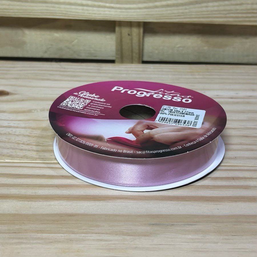 FITA CETIM SIMPLES CF005 22 MM COR 2101 ROSA MAGNOLIA ROL 50 METROS 096538