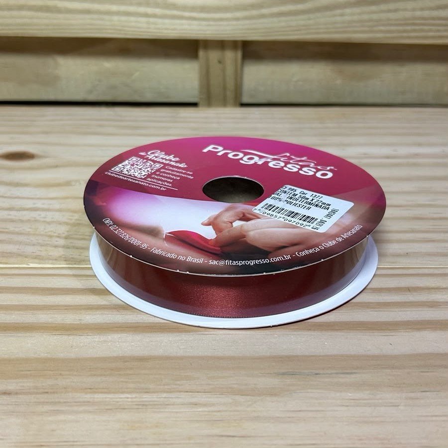FITA CETIM SIMPLES CF005 22MM COR 1277 BORDO ROL 50 METROS 097092