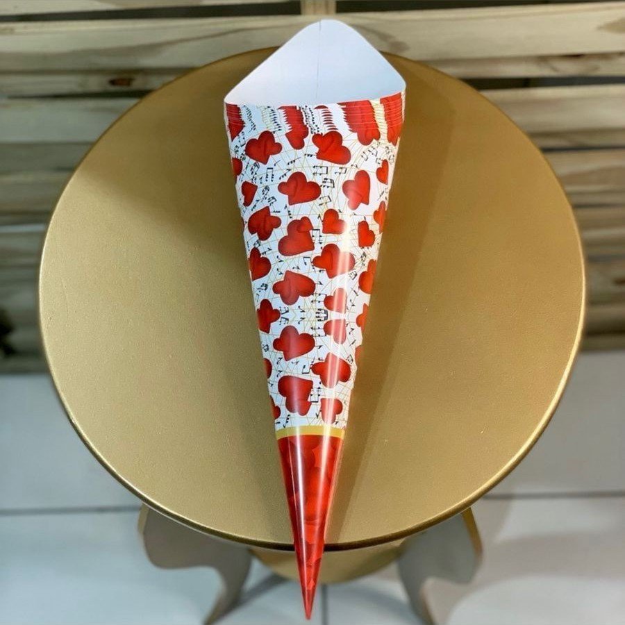 CONE BOUQUET 44CMX12,5X9CM C/10UN SOM DO CORACAO 010352