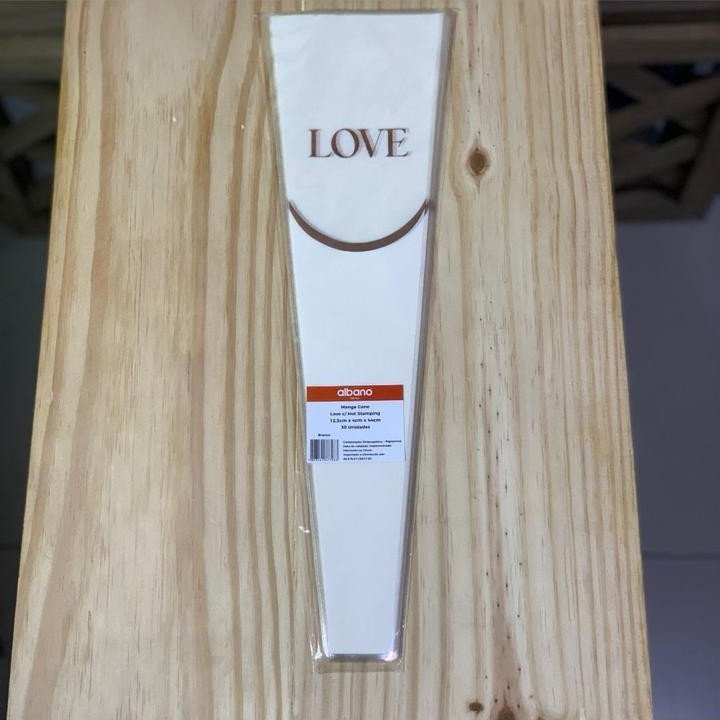 MANGA CONE LOVE C/ HOT STAMPING 12,5CMX4CMX44CM 30PC BRANCO 37798