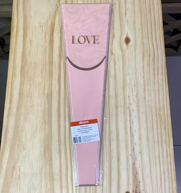 MANGA CONE LOVE C/ HOT STAMPING 12,5CMX4CMX44CM 30PC ROSA 37799