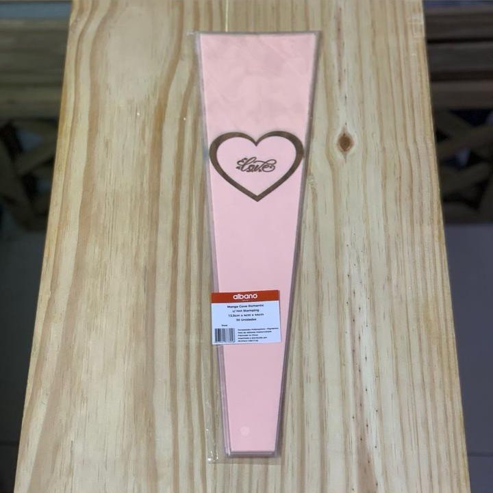 MANGA CONE ROMANTIC C/ HOT STAMPING 12,5CMX4CMX44CM 30PC ROSA 37805