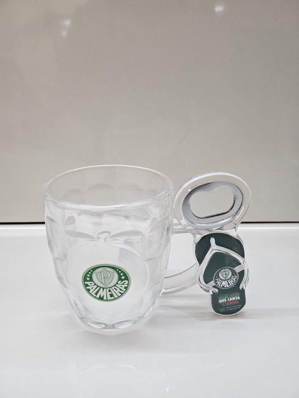 CANECA VIDRO COM ABRIDOR PALMEIRAS G003-3
