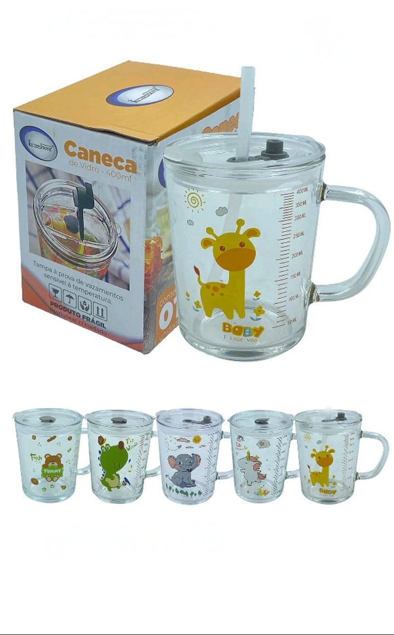 CANECA DE VIDRO COM CANUDO HG71883