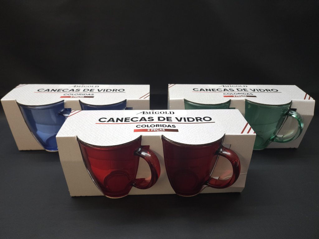 CONJ CANECA VIDRO COLOR COM 2 6384