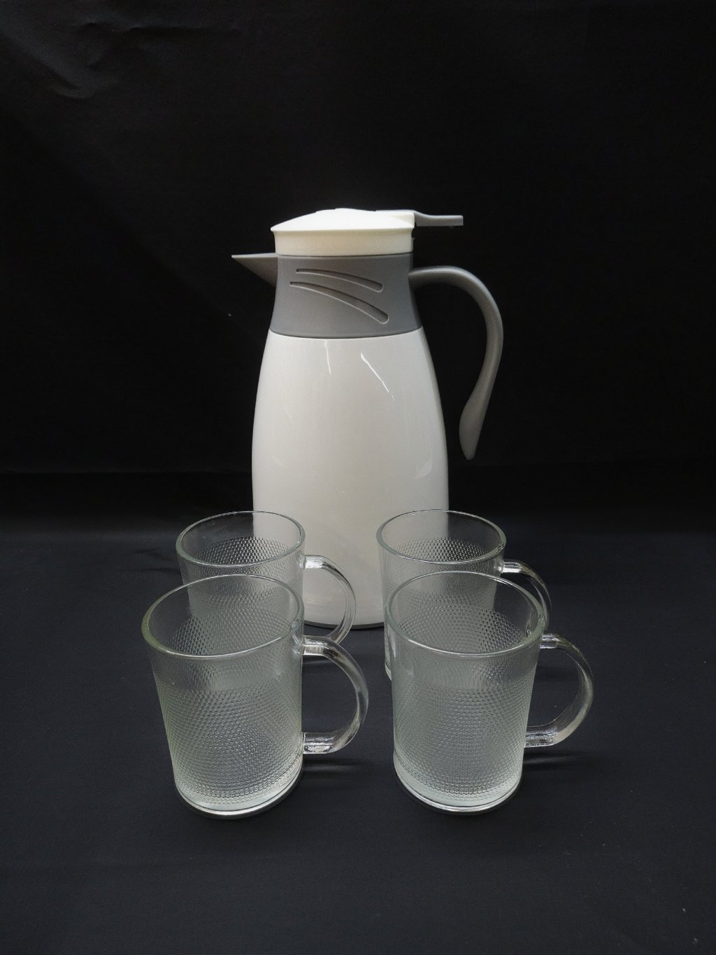 GARRAFA TERMICA COM 4 CANECAS VIDRO CB4514