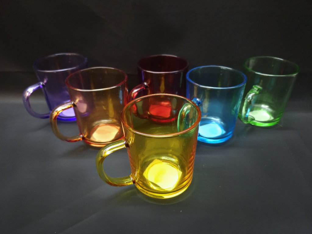 CANECA VIDRO COLOR 230ML 6859