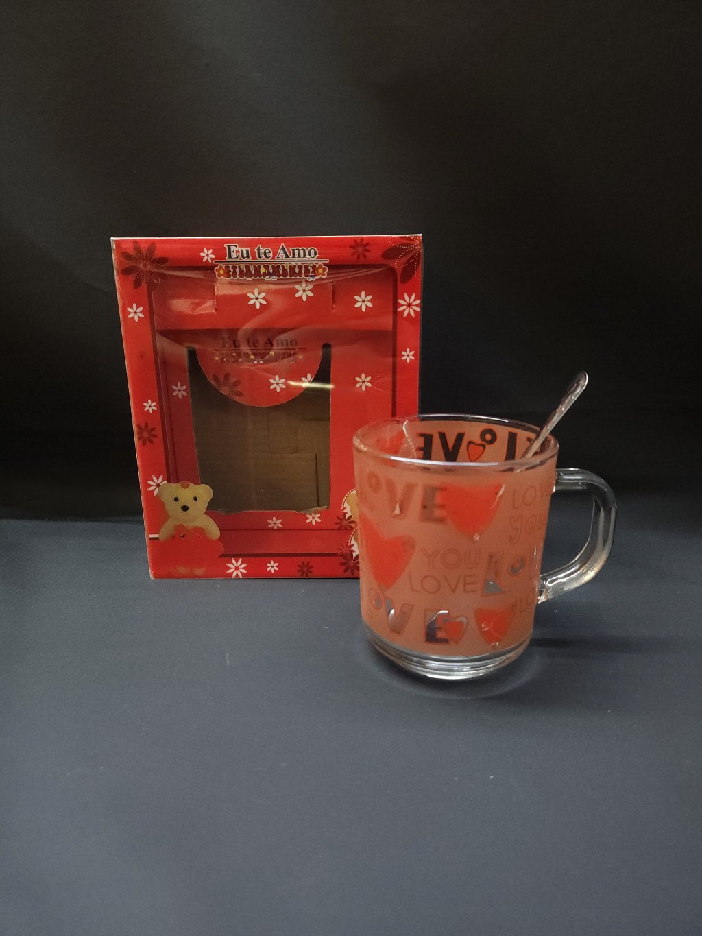 CANECA VIDRO COM COLHER 250ML HD63005