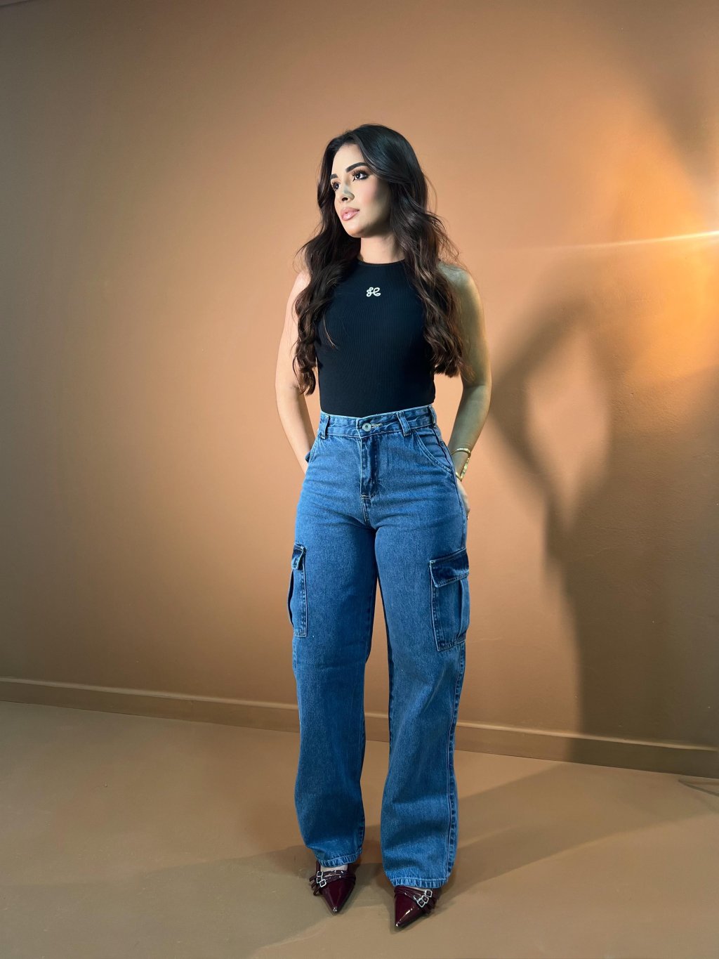 CALÇA WID LEG CARGO JEANS