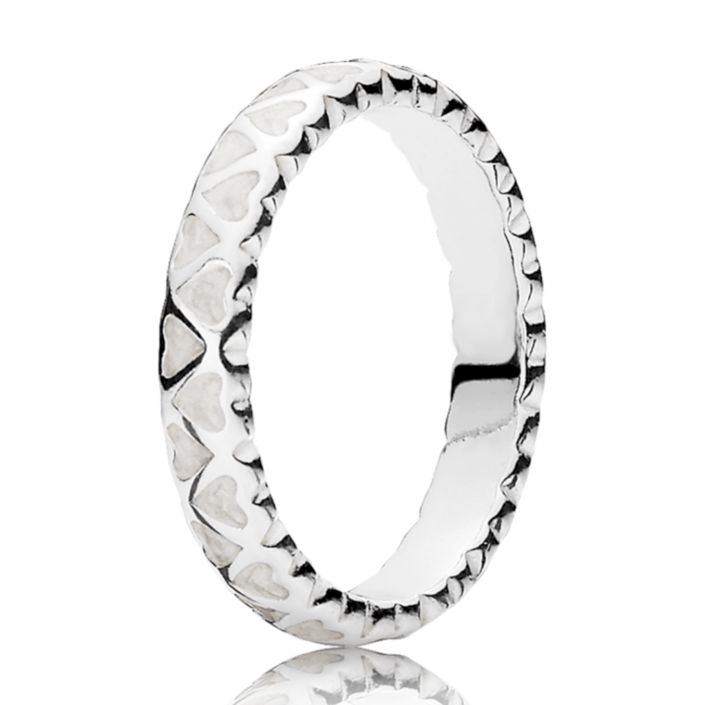 ANEL CINTILANTE CORAÇÕES PAN - PRATA 925