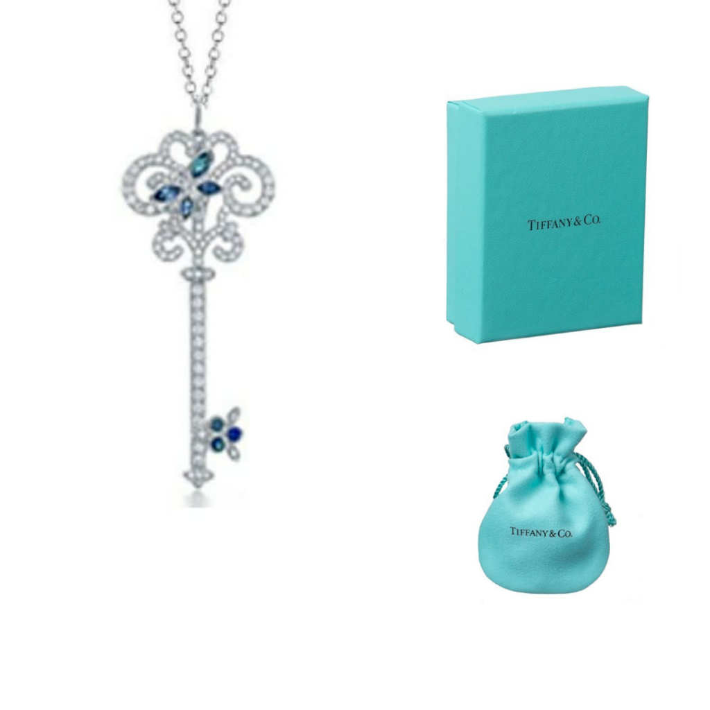 COLAR CHAVE CHARME BLUE TIFFA - PRATA 925